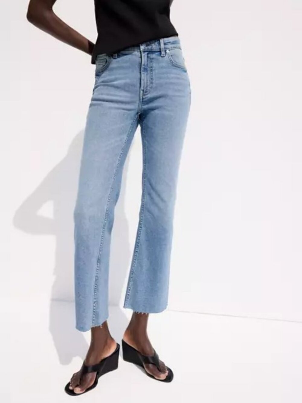 High Rise Kick Flare Jeans Size 10 Medium Wash Stretch Ankle EUC